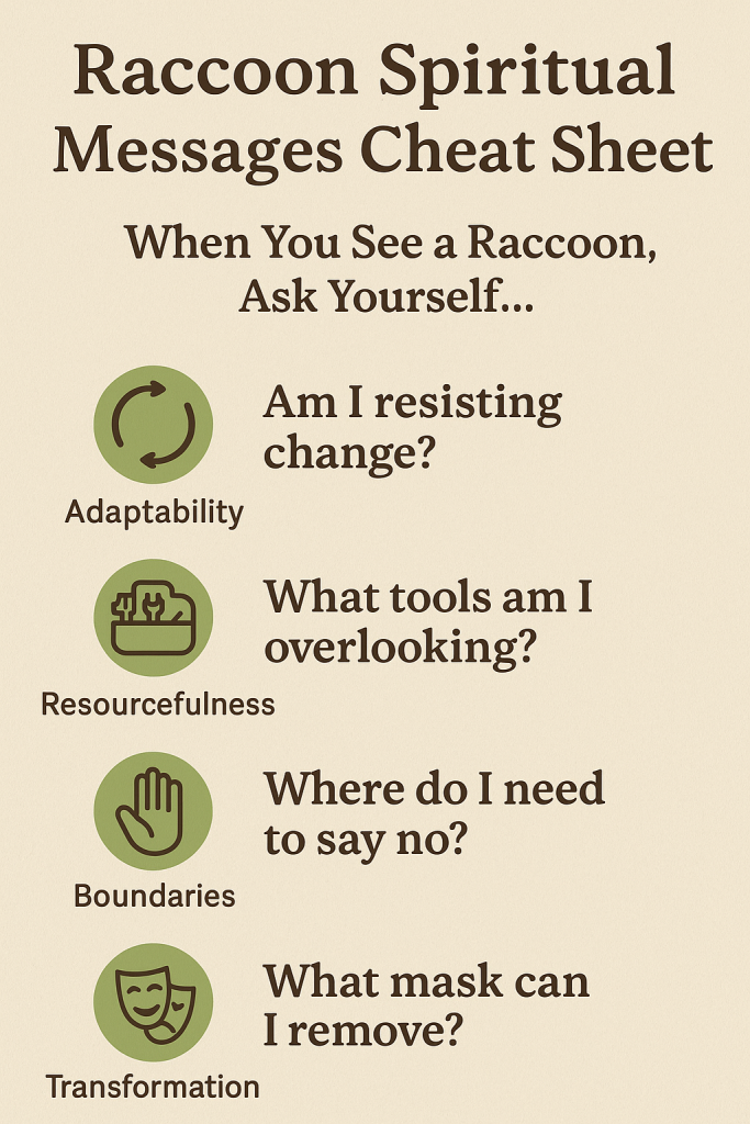 Raccoon Spiritual Messages Cheat Sheet