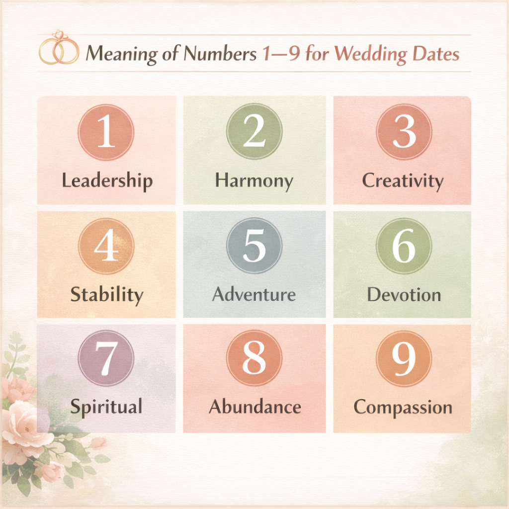 Meaning of Numbers 1–9 for Wedding Dates