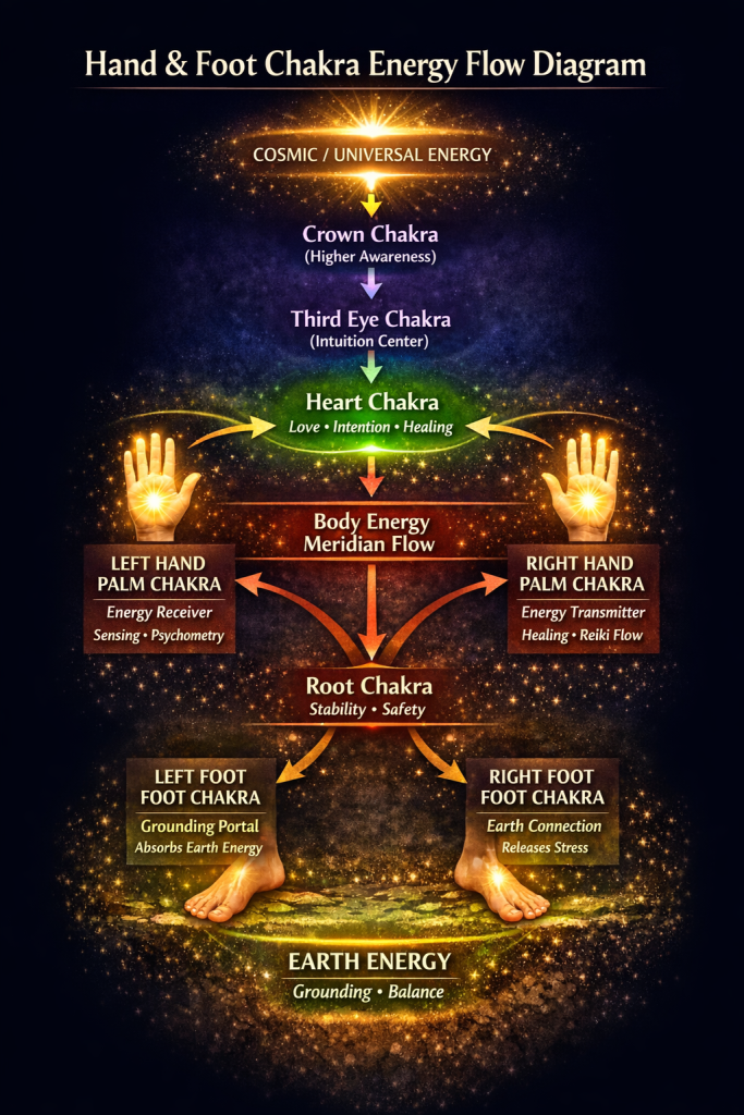 Hand & Foot Chakra Energy Flow Diagram