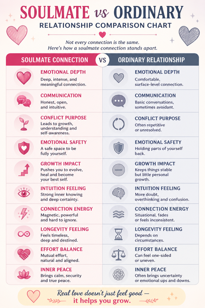 Soulmate vs Ordinary Relationship Comparison Chart